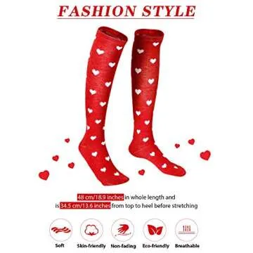SATINIOR 4 Pairs Women's Heart Knee Socks for Valentine's Day Fashion