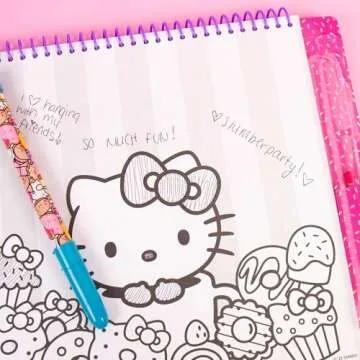 Hello Kitty And Friends Café Sketchbook, 20-Page Hello Kitty Notebook & Hello Kitty Pen, Cute Schoo...