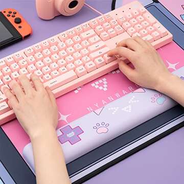 GeekShare Cute Wrist Rest Support Mouse Pad Set- Non-Slip Rubber Base and Lightweight Memory Foam Wrist Rest for Keyboard and Mouse, Perfect for Gaming,or Home Office Work(Mousepad & Wrist Rest)