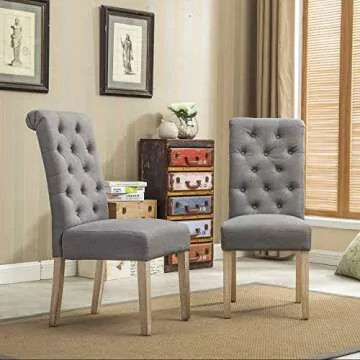 Elegant Habit Gray Solid Wood Dining Chairs Set of 2