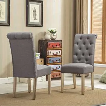 Elegant Habit Gray Solid Wood Dining Chairs Set of 2