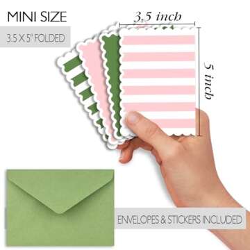 AZAZA Blank Cards & Envelopes 48 Pack for Weddings & Showers (Pink & Green)