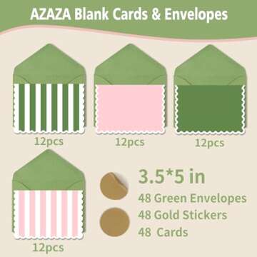 AZAZA 48 Pack Blank Cards & Envelopes for Celebrations