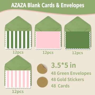 AZAZA 48 Pack Blank Cards & Envelopes for Celebrations