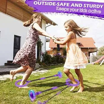GleeGlow Ankle Skip Ball for Kids, Foldable Skip it with Colorful Flash Wheel, Outside Toys for Kids, Gift for Girls & Boys Age 5 6 7 8 9 10 Years Old (Purple)
