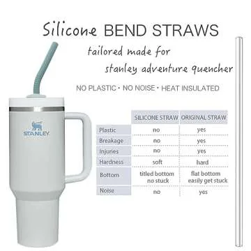 Tegion Pastel Color 14” Extra Long Silicone Replacement Straw for 40 oz Stanley Cup, Reusable Flexible Tall Giant Big Drinking Straw for Quencher Tumbler,1Gallon/64 oz Water Bottle,Hydro Jug-6 pack