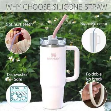 Tegion Pastel Color 14” Extra Long Silicone Replacement Straw for 40 oz Stanley Cup, Reusable Flexible Tall Giant Big Drinking Straw for Quencher Tumbler,1Gallon/64 oz Water Bottle,Hydro Jug-6 pack