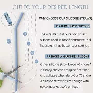 Tegion Pastel Color 14” Extra Long Silicone Replacement Straw for 40 oz Stanley Cup, Reusable Flexible Tall Giant Big Drinking Straw for Quencher Tumbler,1Gallon/64 oz Water Bottle,Hydro Jug-6 pack