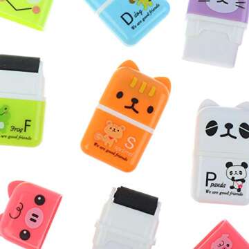 24 Pieces Erasers Roller Erasers Portable Cube Pencil Flexible Rubber Cute Animal Durable Soft Erase...