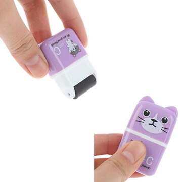 24 Pieces Erasers Roller Erasers Portable Cube Pencil Flexible Rubber Cute Animal Durable Soft Erasers Gift Eraser with Roller Cases for School, Office, Kids(6 Patterns)