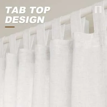 FantasDecor Linen Sheer Curtains for Living Room & Bedroom