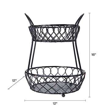 Gourmet Basics by Mikasa Loop and Lattice Wire Basket, Antique Black