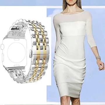 PUGO TOP Stainless Steel Apple Watch Band - Elegant 2 Tone Design - Adjustable