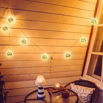 40 Disco Ball String Lights Mirror LED Party String Light Disco Party Decorations for Christmas Wall Tree Outdoor Patio Garden 9.84 Inch Per Piece