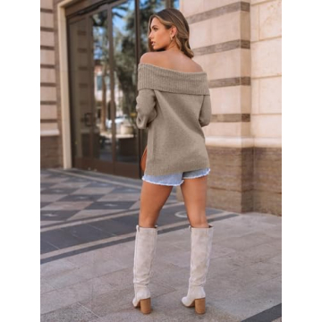 LILLUSORY Women Off The Shoulder Cozy Pullover Sweater