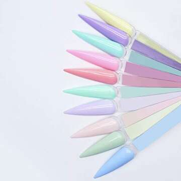 Kinjoek 8 Set Total 400 Pointed Tips Clear Nail Swatches Sticks Nail Art Supplies Practice Display Board for Nail Art Polish Display and Home DIY,transparent