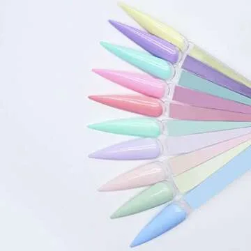 Kinjoek 8 Set Total 400 Pointed Tips Clear Nail Swatches Sticks Nail Art Supplies Practice Display Board for Nail Art Polish Display and Home DIY,transparent