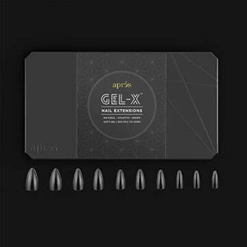 Apres Gel-X Natural Stiletto Short Box of Nail Tips, 500pcs, 10 Sizes 0-9, Soft Gel Tip Box