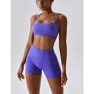 ABOCIW Women's Workout Set Halter Bra High Waist Shorts