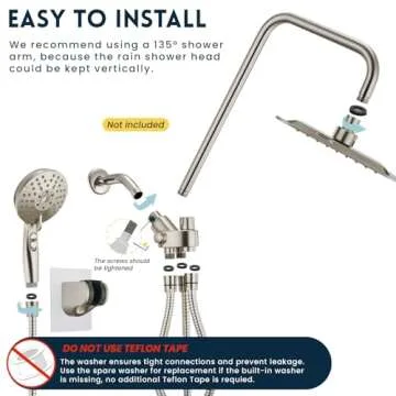 Ryamen Dual Shower Head Combo, Brushed Nickel 8'' High Pressure Rain/Rainfall Shower Head, 6 Settings Adjustable Handheld Showers, with 15" Height Adjustable Slide Bar, Holder/59’‘ Hose