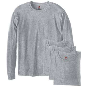 Hanes mens Essentials Long Sleeve T-shirt Value Pack (4-pack) fashion t shirts, Light Steel, XX-Larg...