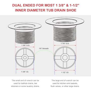 HAUTMEC Tub Drain Remover Wrench Tool Heavy Duty Aluminum