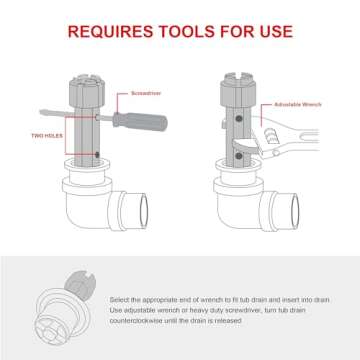 HAUTMEC Tub Drain Remover Wrench Tool Heavy Duty Aluminum