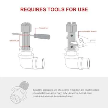 HAUTMEC Tub Drain Remover Wrench Tool Heavy Duty Aluminum