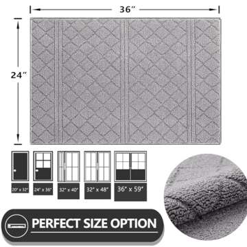 REFETONE Indoor Doormat, Front Back Door Mat 24"x36" Absorbent Rubber Backing Non Slip Door Mats, Lo...