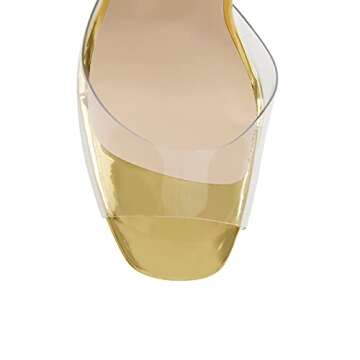 richealnini Women's Sexy Platform Open Toe Stiletto High Heel Lace Up Strappy Sandals Gladiator Ankle Straps Transparent Clear Band Tie Up To Knee High Slim Heel Sandals Club Party Prom Gold Size 9