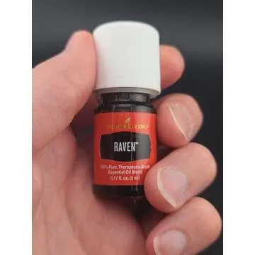 Young Living Raven Essential Oil 5 ml - Cooling Chest & Throat Blend with Ravintsara, Peppermint, Eucalyptus Radiata, Refreshing Blend, Tranquility and Relaxation
