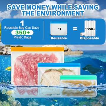 AURUZA 10 Pack Reusable Sandwich Bags - Eco-Friendly Ziplock Silicone Food Storage Containers