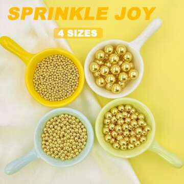 Gold Sprinkles for Cake Decorating, 4 Sizes Pearl Sprinkles Mix 7.7Oz for Cake Cupcake Ice Cream Don...