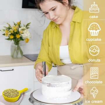 Gold Sprinkles for Cake Decorating, 4 Sizes Pearl Sprinkles Mix 7.7Oz for Cake Cupcake Ice Cream Donuts Cookie Baking Toppings