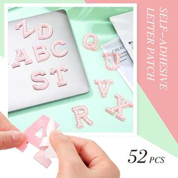 52 Pieces Self Adhesive Pearl Rhinestone Letter Patches A-Z Bling Rhinestone Letter Stickers Glitter...