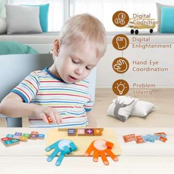 Preschool Learning Toys for Toddlers 3+ Years, Educational Number Counting Blocks for Kids, Homescho...