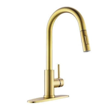 Tohlar Gold Kitchen Sink Faucets with Pull Down Sprayer, Single Handle Stainless Steel Kitchen Fauce...