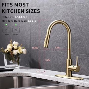 Tohlar Gold Kitchen Faucet with Pull Down Sprayer