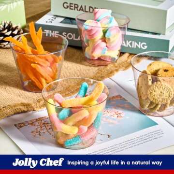 JOLLY CHEF 100 Pack 9 oz Plastic Cups, Disposable Party Cups in Assorted Colors, Plastic Glasses with 4 Colors Perfect for Wedding, Thanksgiving Day, Christmas