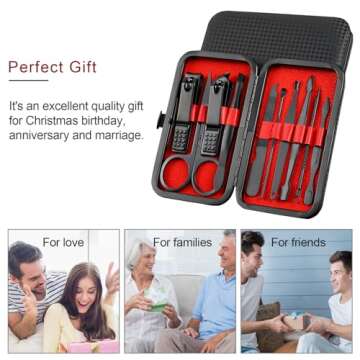 FIXBODY Nail Clippers for Men, Nail Clippers Set, Professional Manicure Set and Pedicure Kit, 10 Pieces Nail Grooming Kit Includes Fingernail Clippers and Toenail Clippers