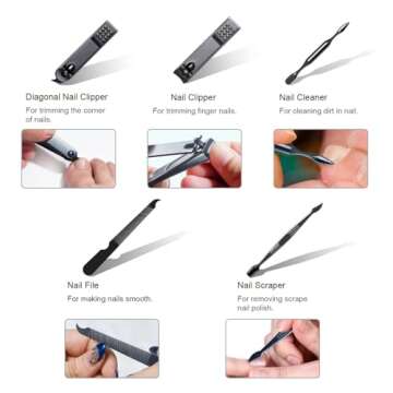 FIXBODY Nail Clippers for Men, Nail Clippers Set, Professional Manicure Set and Pedicure Kit, 10 Pieces Nail Grooming Kit Includes Fingernail Clippers and Toenail Clippers