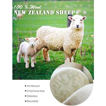 OHOCO Wool Dryer Balls 6 Pack XL, Organic Natural Wool for Laundry, Fabric Softening - Anti Static, ...