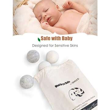 OHOCO Wool Dryer Balls 6 Pack XL, Organic Natural Wool for Laundry, Fabric Softening - Anti Static, Baby Safe, No Lint, Odorless and Reusable Gray