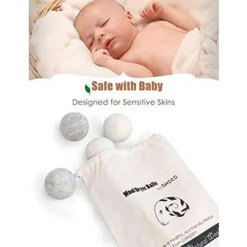 OHOCO Wool Dryer Balls 6 Pack XL, Organic Natural Wool for Laundry, Fabric Softening - Anti Static, Baby Safe, No Lint, Odorless and Reusable Gray