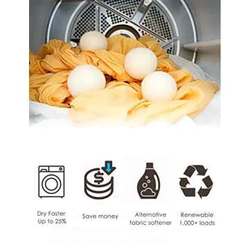 OHOCO Wool Dryer Balls 6 Pack XL, Organic Natural Wool for Laundry, Fabric Softening - Anti Static, Baby Safe, No Lint, Odorless and Reusable Gray