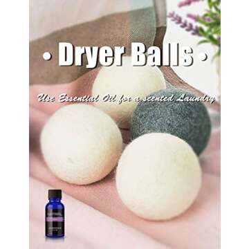 OHOCO Wool Dryer Balls 6 Pack XL, Organic Natural Wool for Laundry, Fabric Softening - Anti Static, Baby Safe, No Lint, Odorless and Reusable Gray