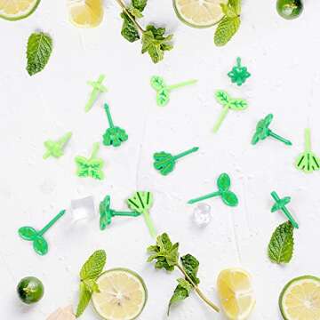 DREMISI 16Pcs Mini Leaf Food Picks for Kids, Cute Bento Box Accessories, Safe, Practical, and Decorative