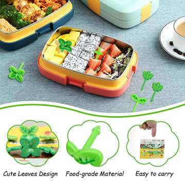 DREMISI 16Pcs Mini Leaf Food Picks for Kids, Cute Bento Box Accessories, Safe, Practical, and Decorative