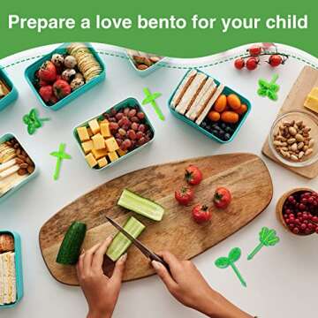 DREMISI 16Pcs Mini Leaf Food Picks for Kids, Cute Bento Box Accessories, Safe, Practical, and Decorative