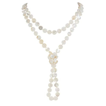 Firstmeet Fashion Long Wrap Statement Necklace with Natural Freshwater Shell Beads 60'' Strand Neckl...